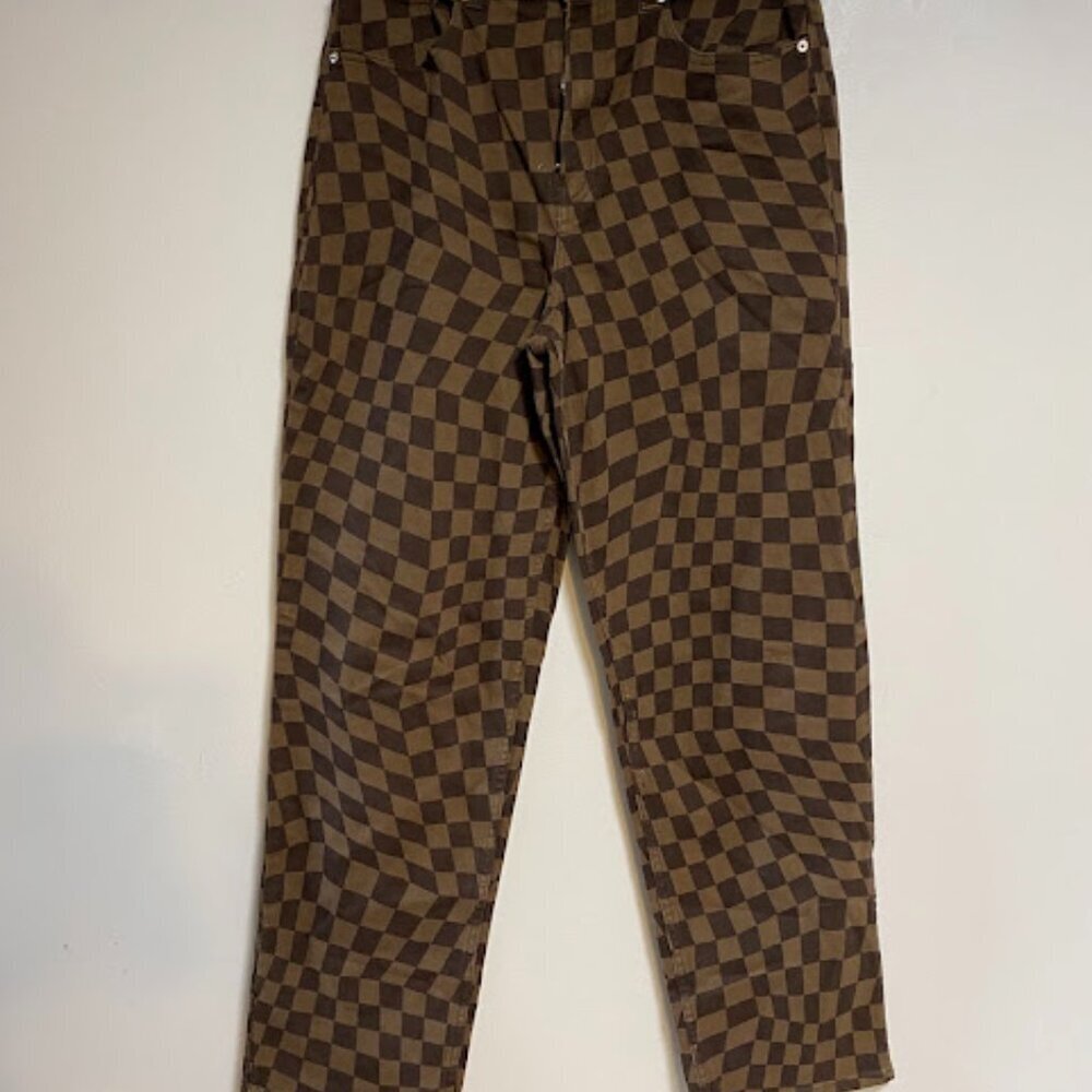 DIVIDED H&M Brown Checkerboard Women's High Waisted Jeans Size 10 - Picture 9 of 16